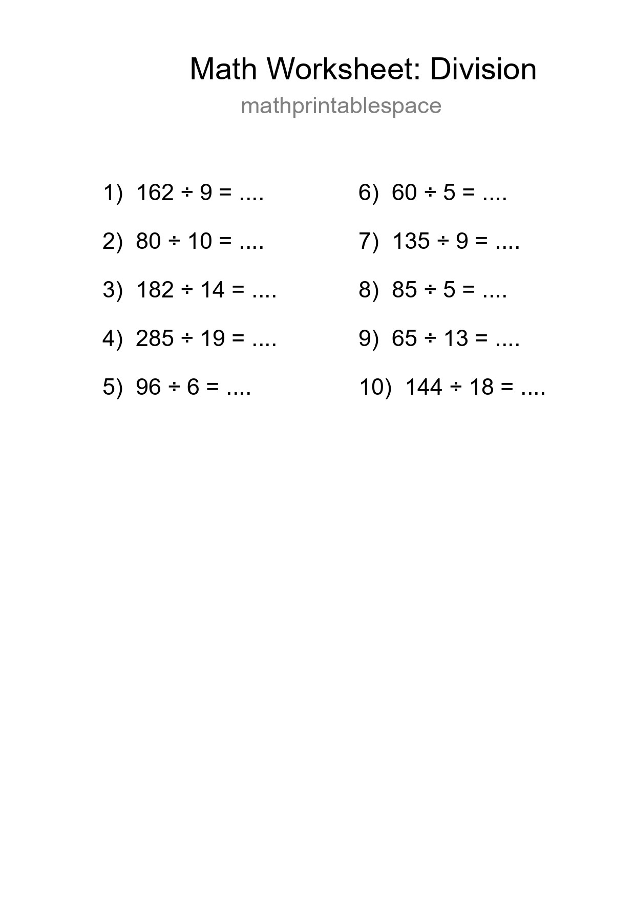 Free 10 Division Math Worksheet For Grade 2 With Answers - Part 114