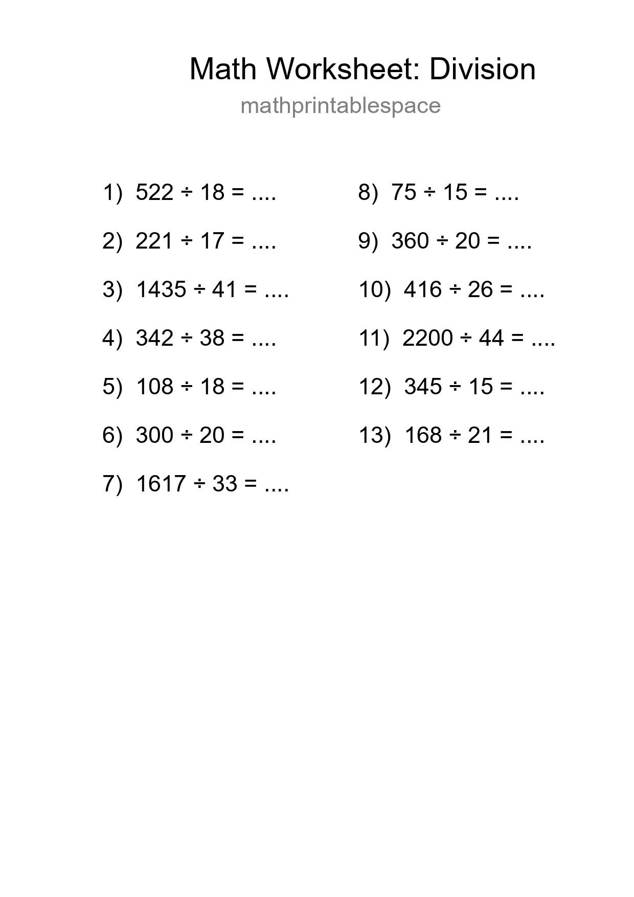 Free 13 Division Math Worksheet For Grade 2 - Part 290