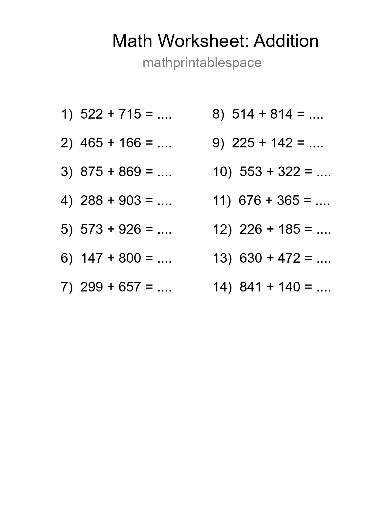 Free 14 Addition Math Worksheet For Grade 5 With Answers - Part 232