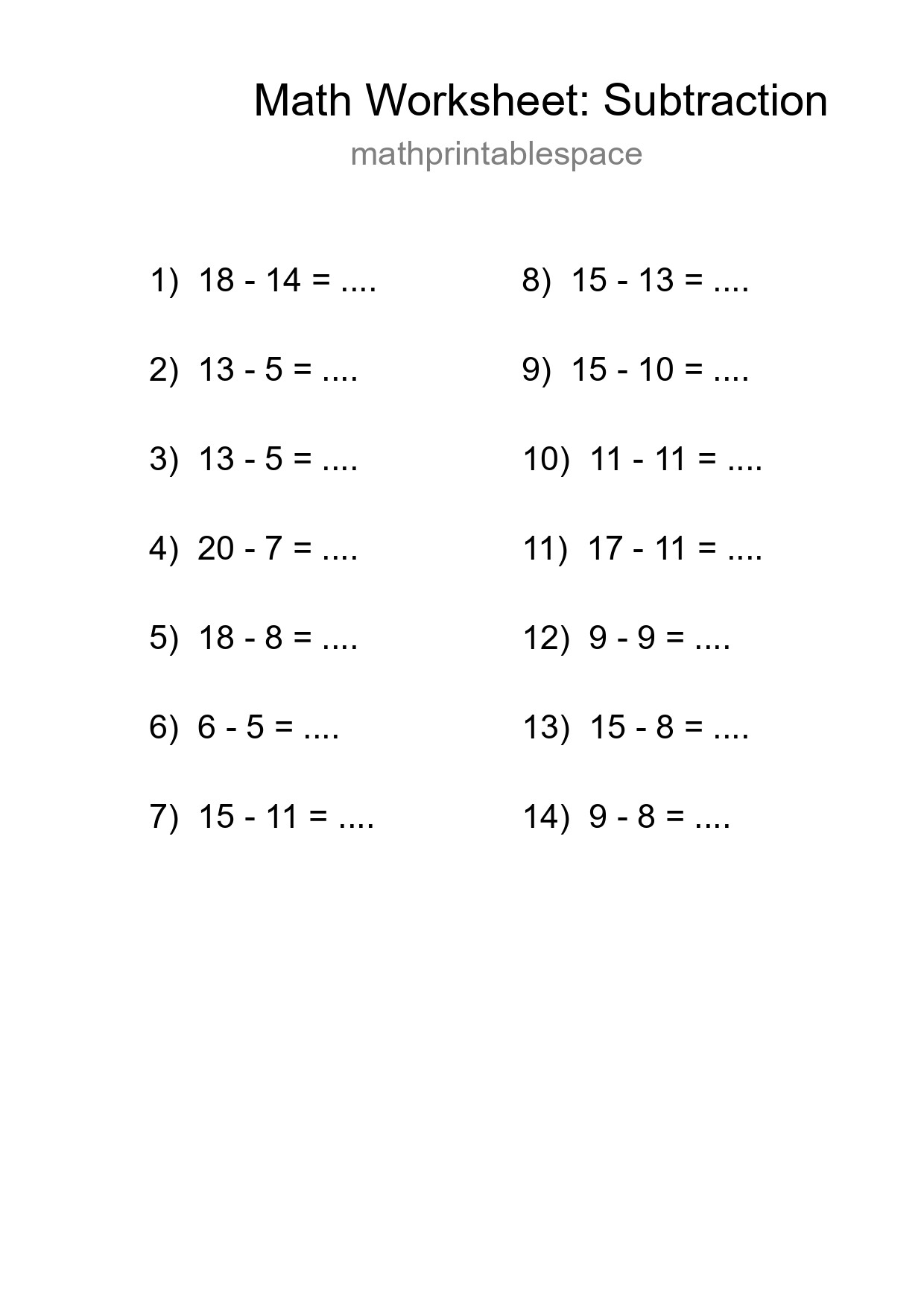 Free 14 Subtraction Math Worksheet For Grade 2 - Part 107