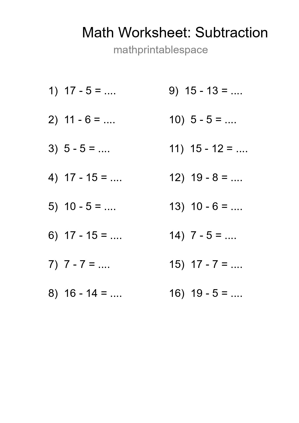 Free 16 Subtraction Math Worksheet For Grade 2 - Part 239