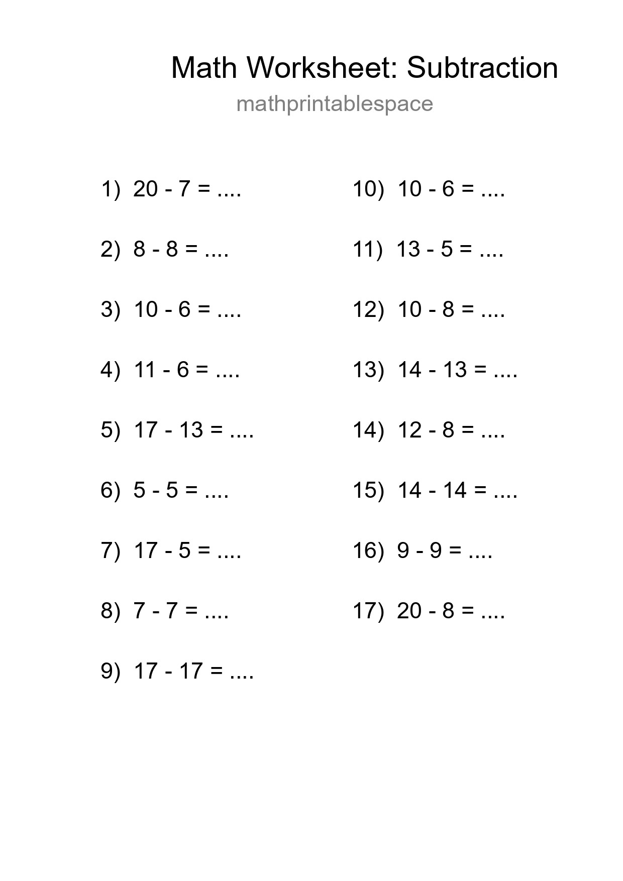 Free 17 Subtraction Math Worksheet For Grade 2 With Answers - Part 217