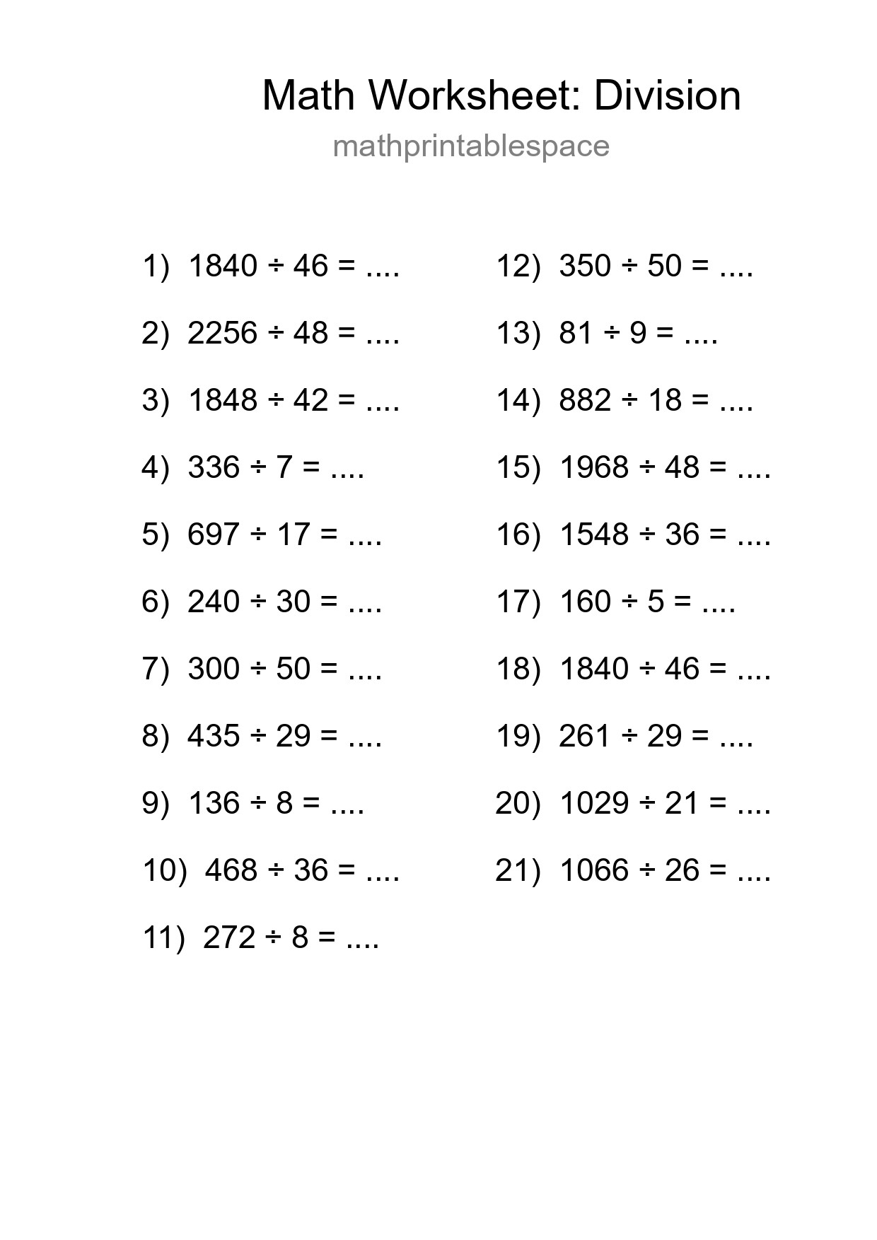 Free 21 Division Math Worksheet For Grade 2 - Part 103