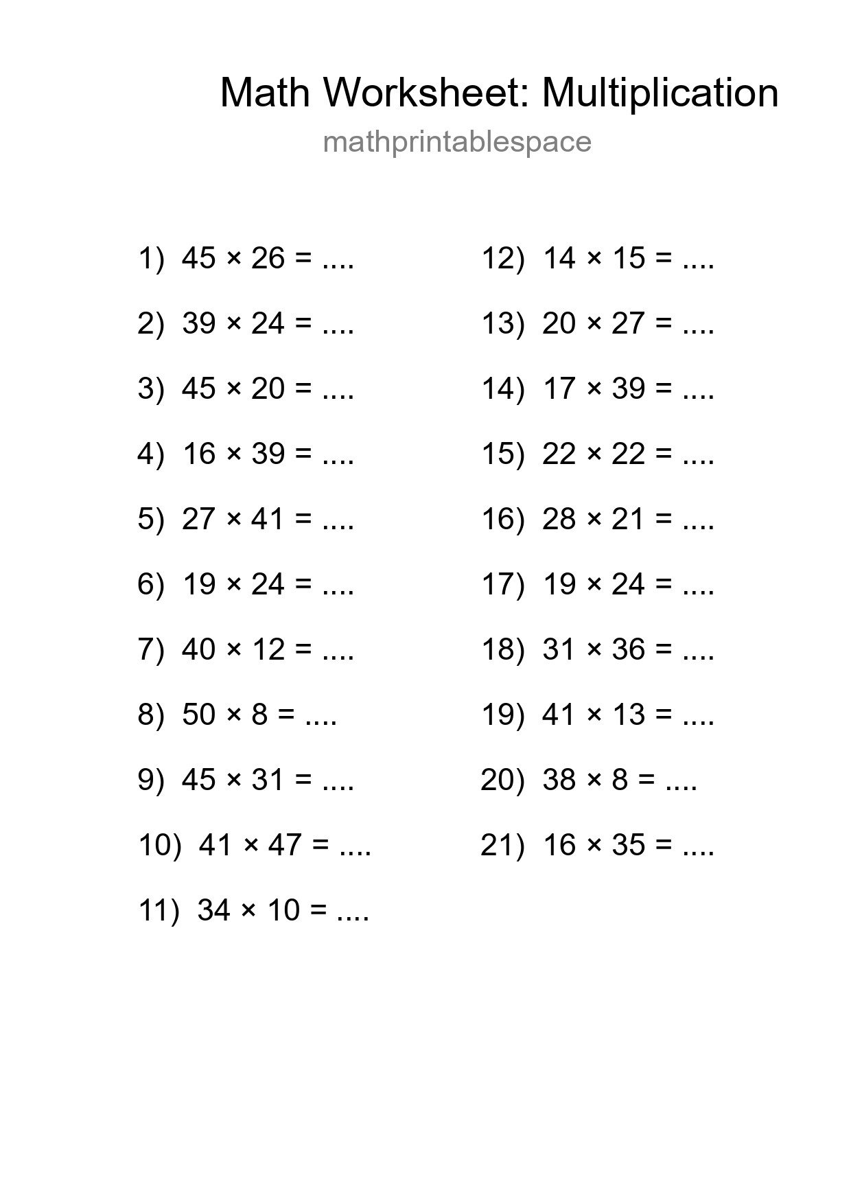 Free 21 Multiplication Math Worksheet For Grade 2 - Part 139