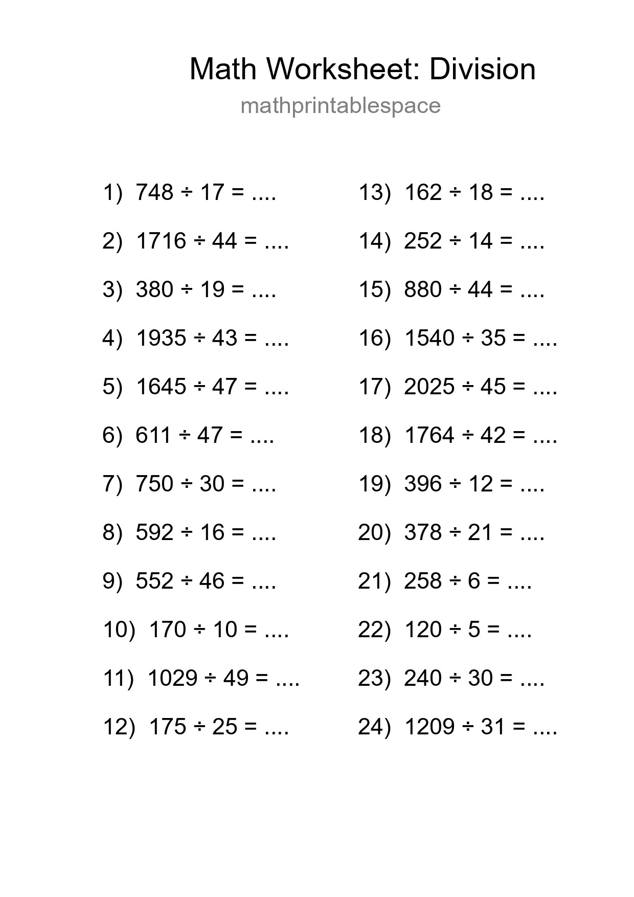Free 24 Division Math Worksheet For Grade 2 - Part 257