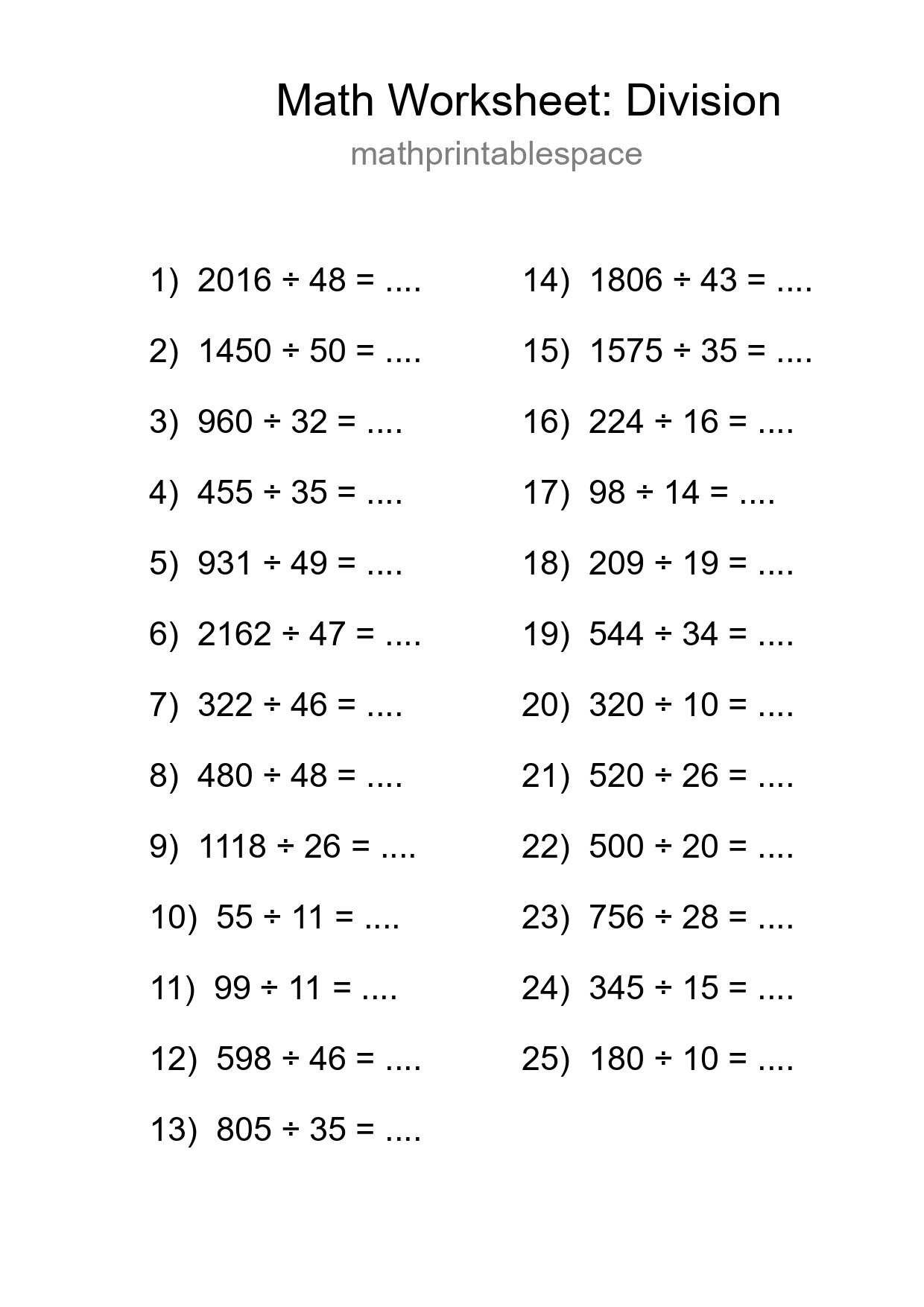 Free 25 Division Math Worksheet For Grade 2 With Answers - Part 92