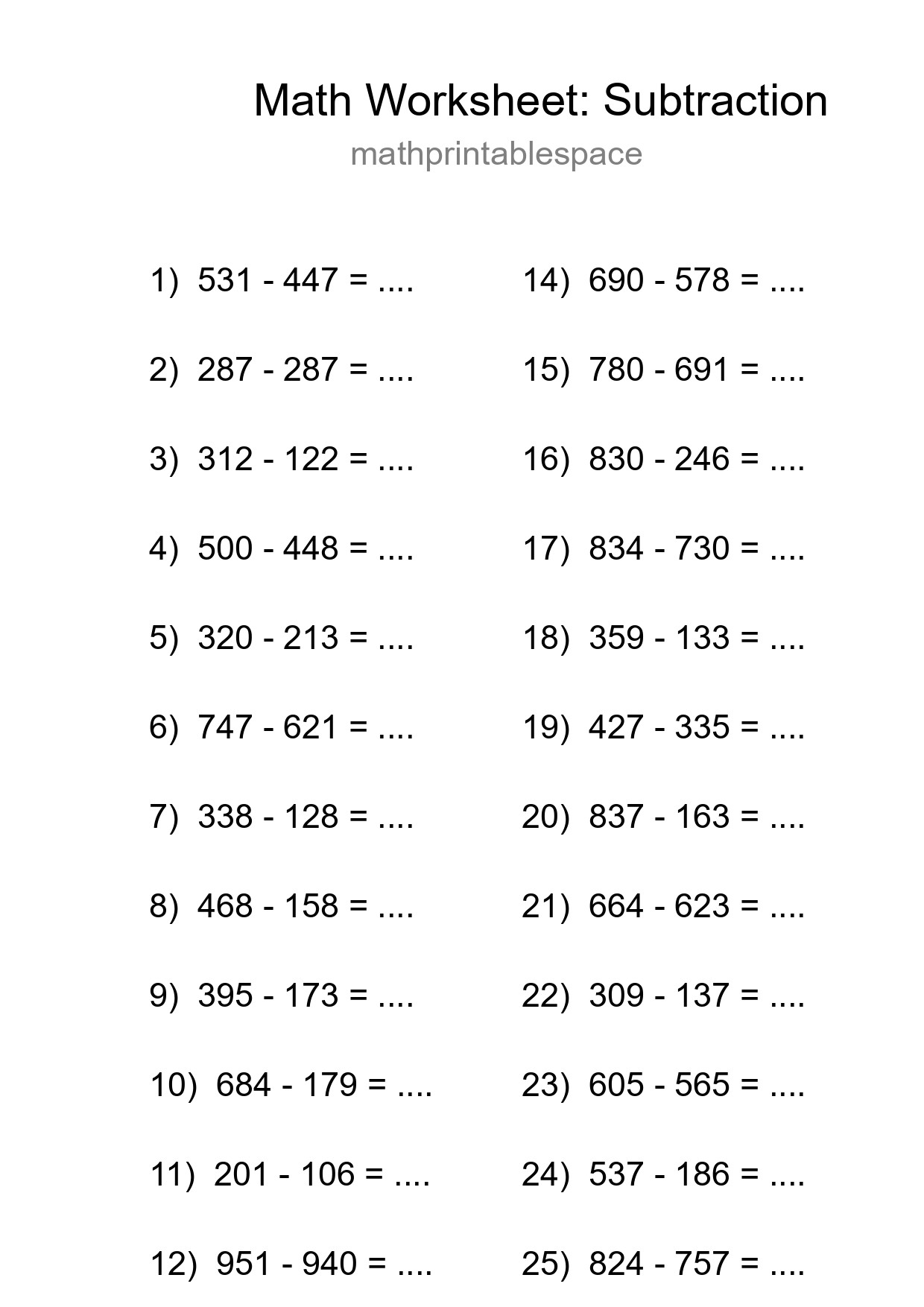 Free 26 Subtraction Math Worksheet For Grade 5 - Part 74