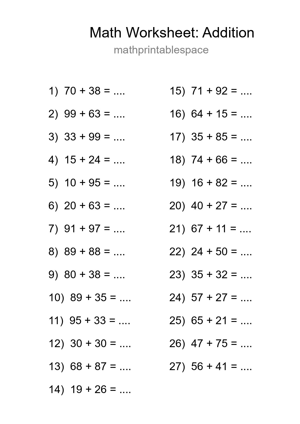 Free 27 Addition Math Worksheet For Grade 3 With Answers - Part 144