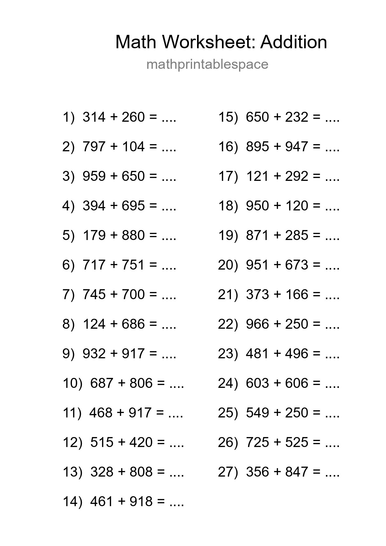 Free 27 Addition Math Worksheet For Grade 5 With Answers - Part 67