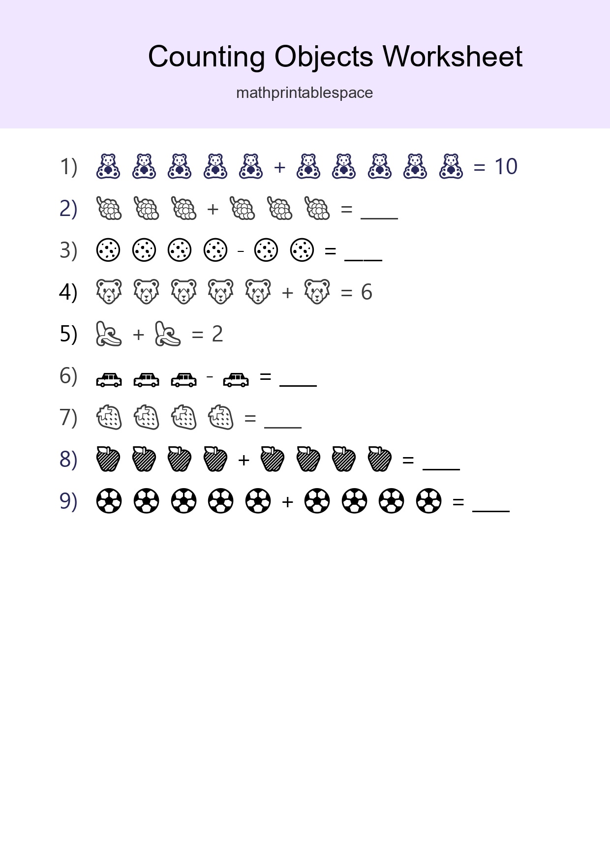 Free Counting Objects Worksheet For Kindergarten - Part 113