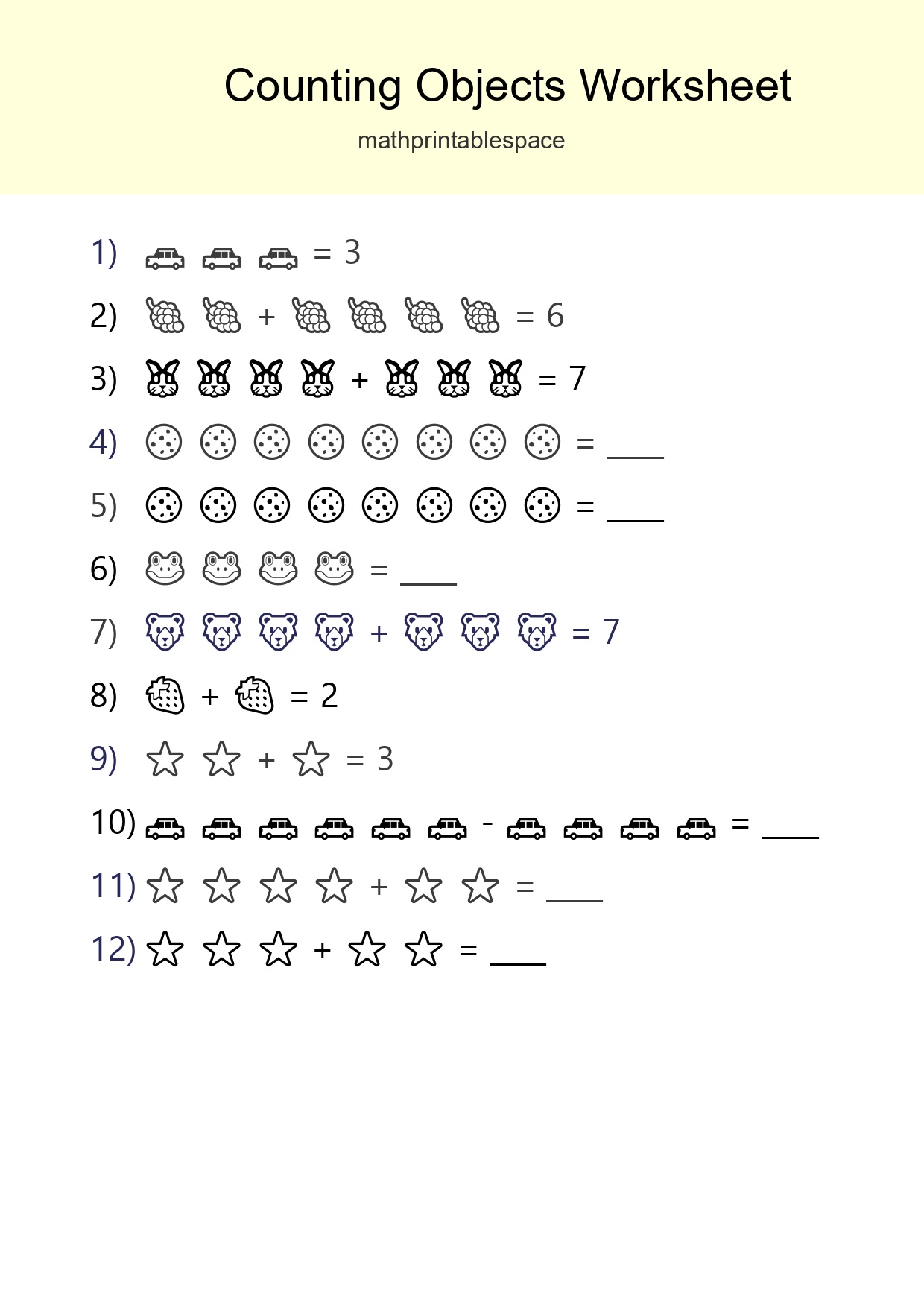 Free Counting Objects Worksheet For Kindergarten - Part 201