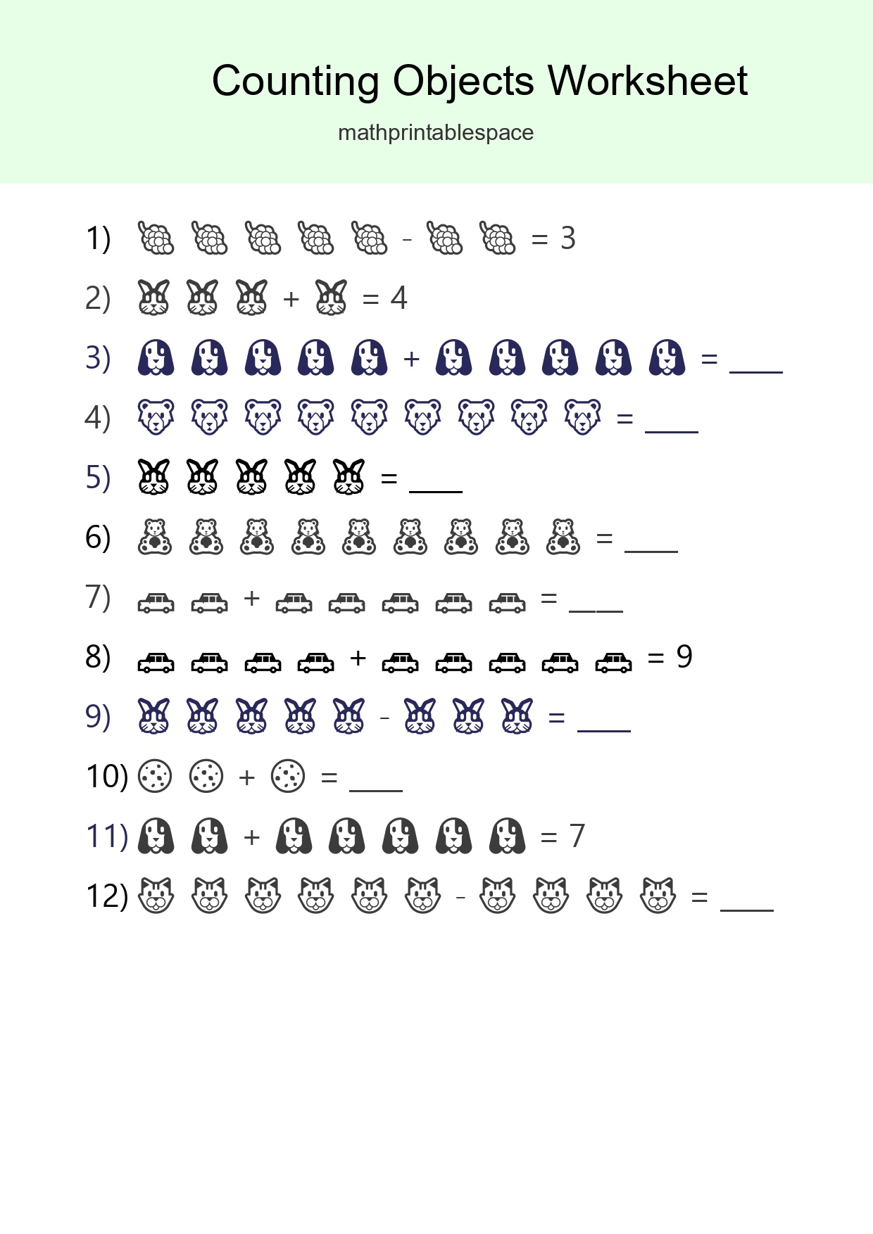 Free Counting Objects Worksheet For Kindergarten - Part 80