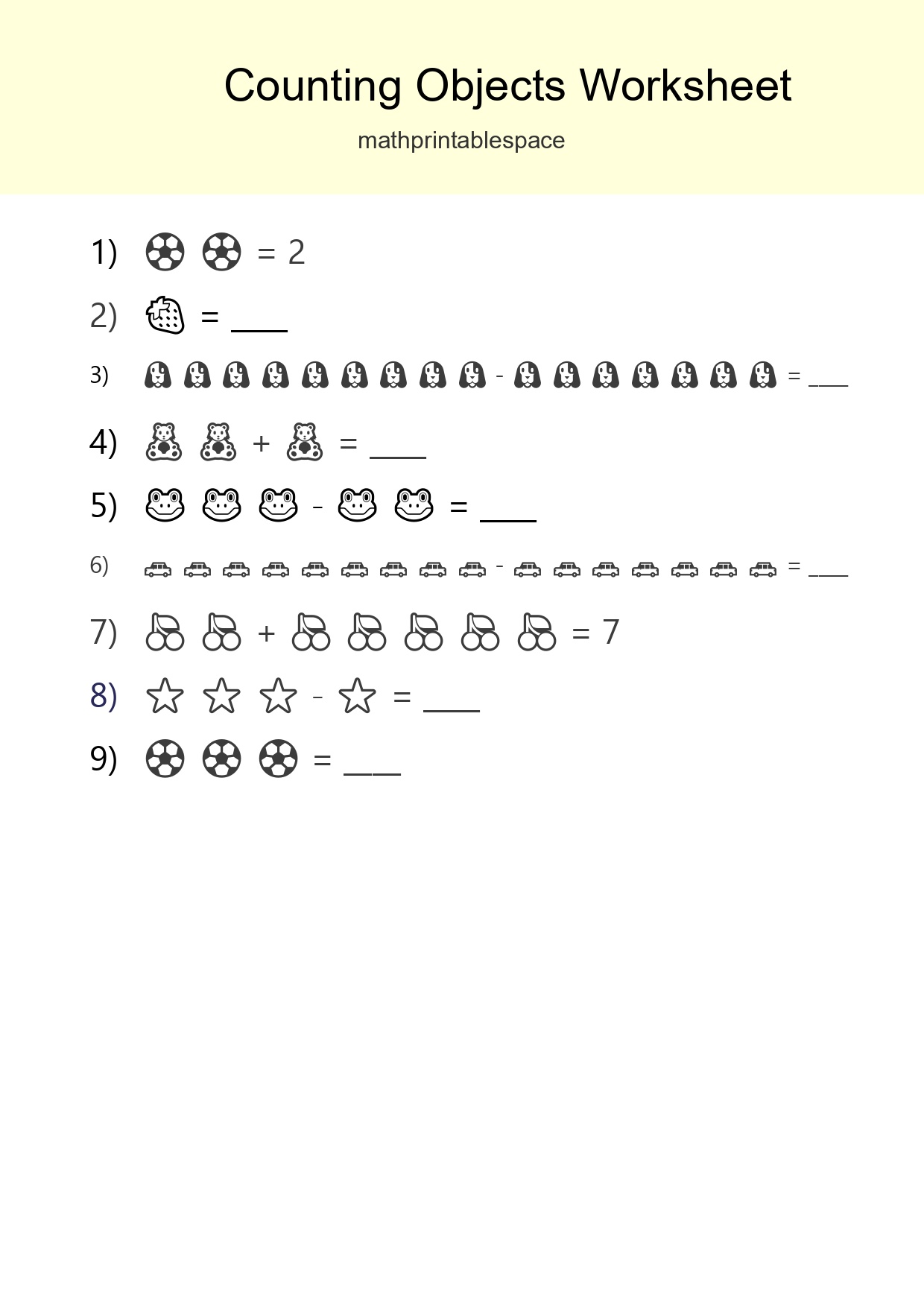 Free Counting Objects Worksheet For Kindergarten Printable - Part 179
