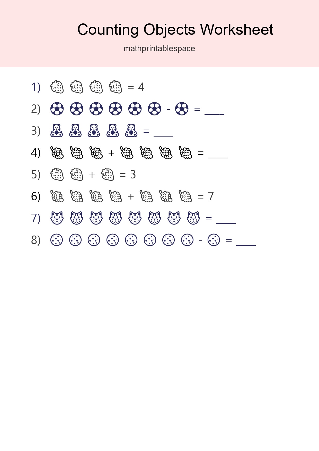Free Counting Objects Worksheet For Kindergarten Printable - Part 223