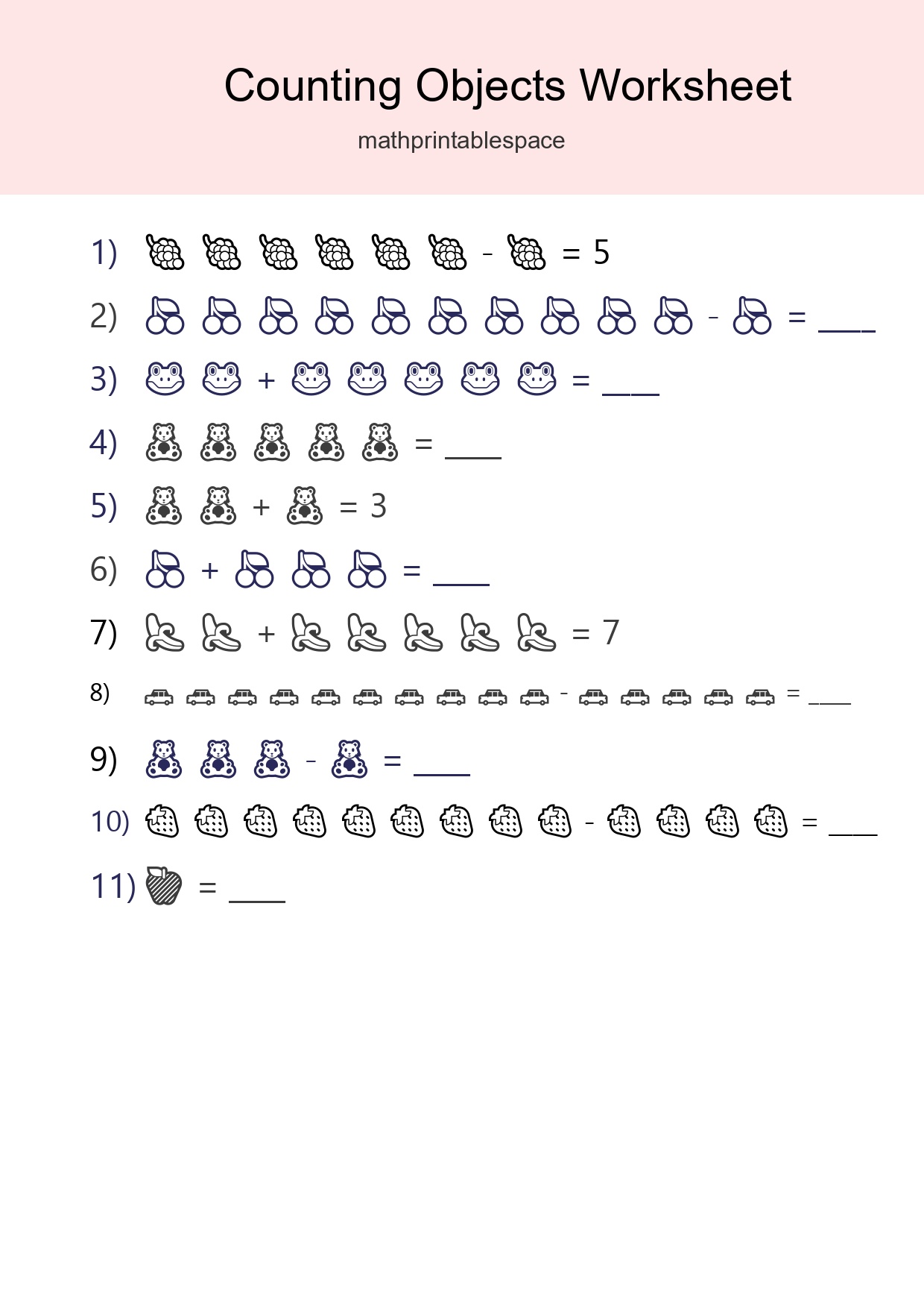 Free Counting Objects Worksheet For Kindergarten Printable - Part 245
