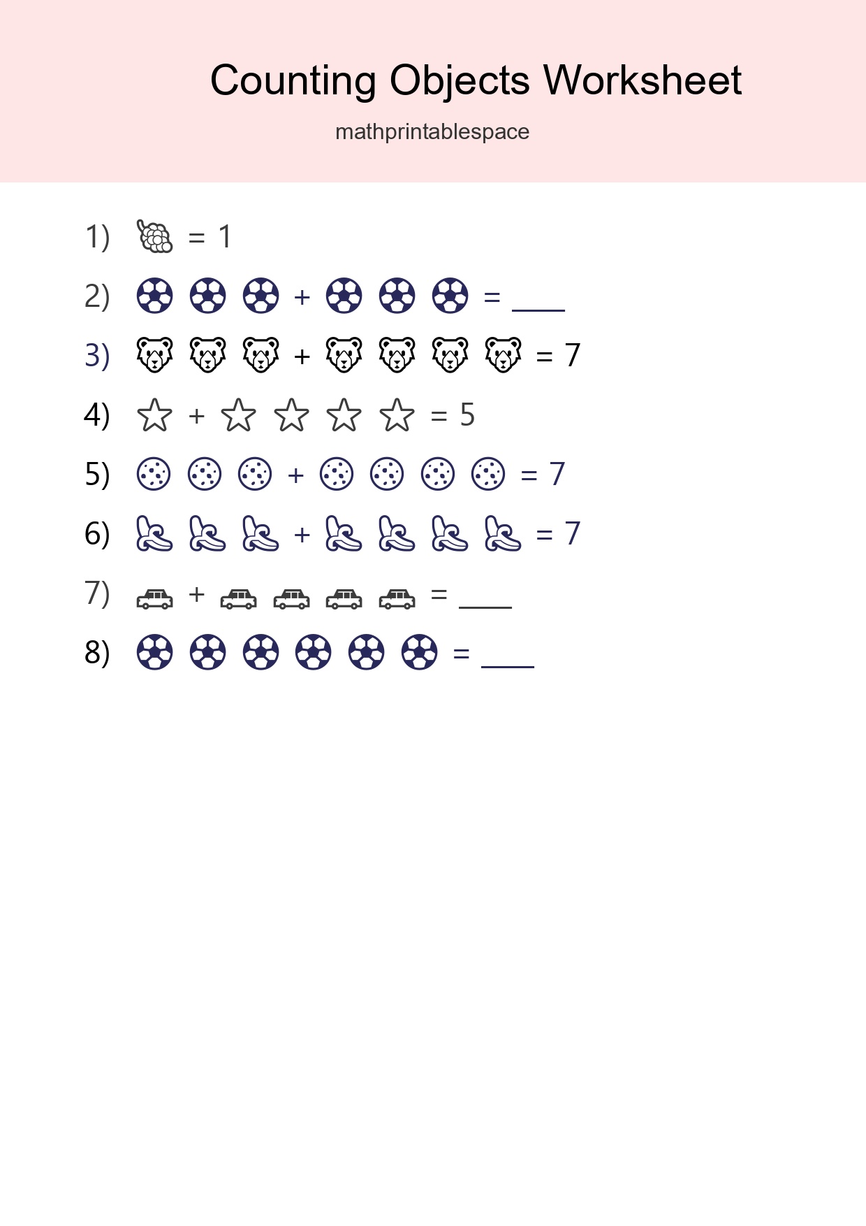 Free Counting Objects Worksheet For Kindergarten Printable - Part 267