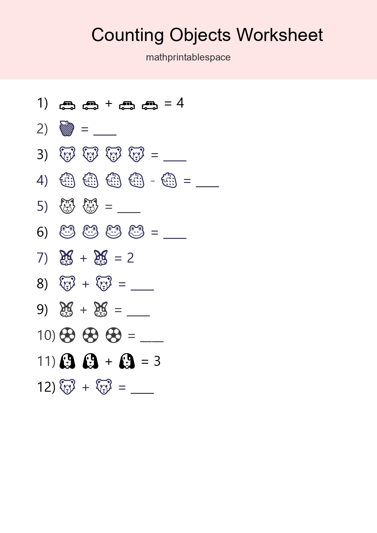 Free Counting Objects Worksheet For Pre-K - Part 234