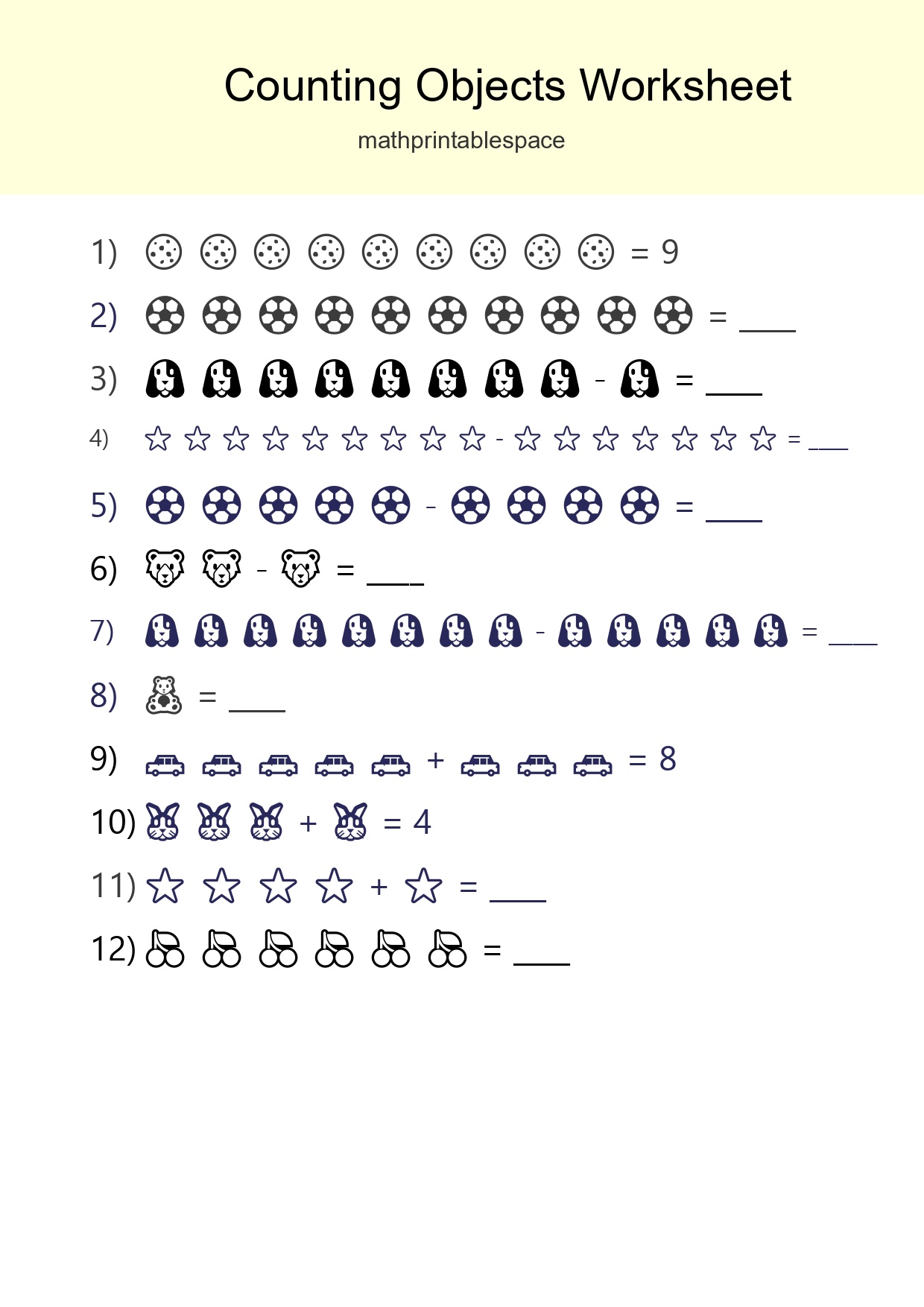 Kindergarten Count The Objects Worksheet - Part 102