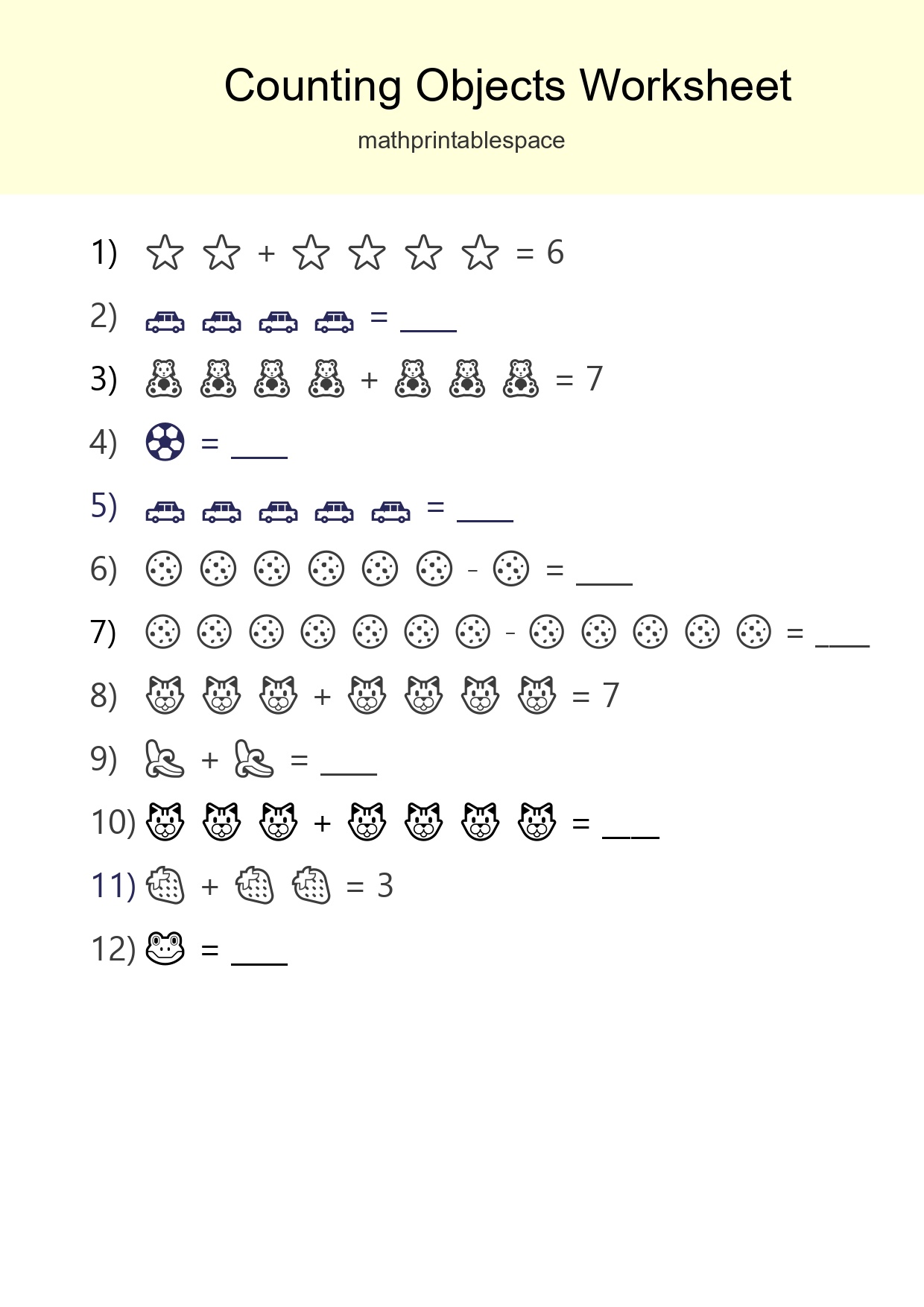 Kindergarten Count The Objects Worksheet - Part 300