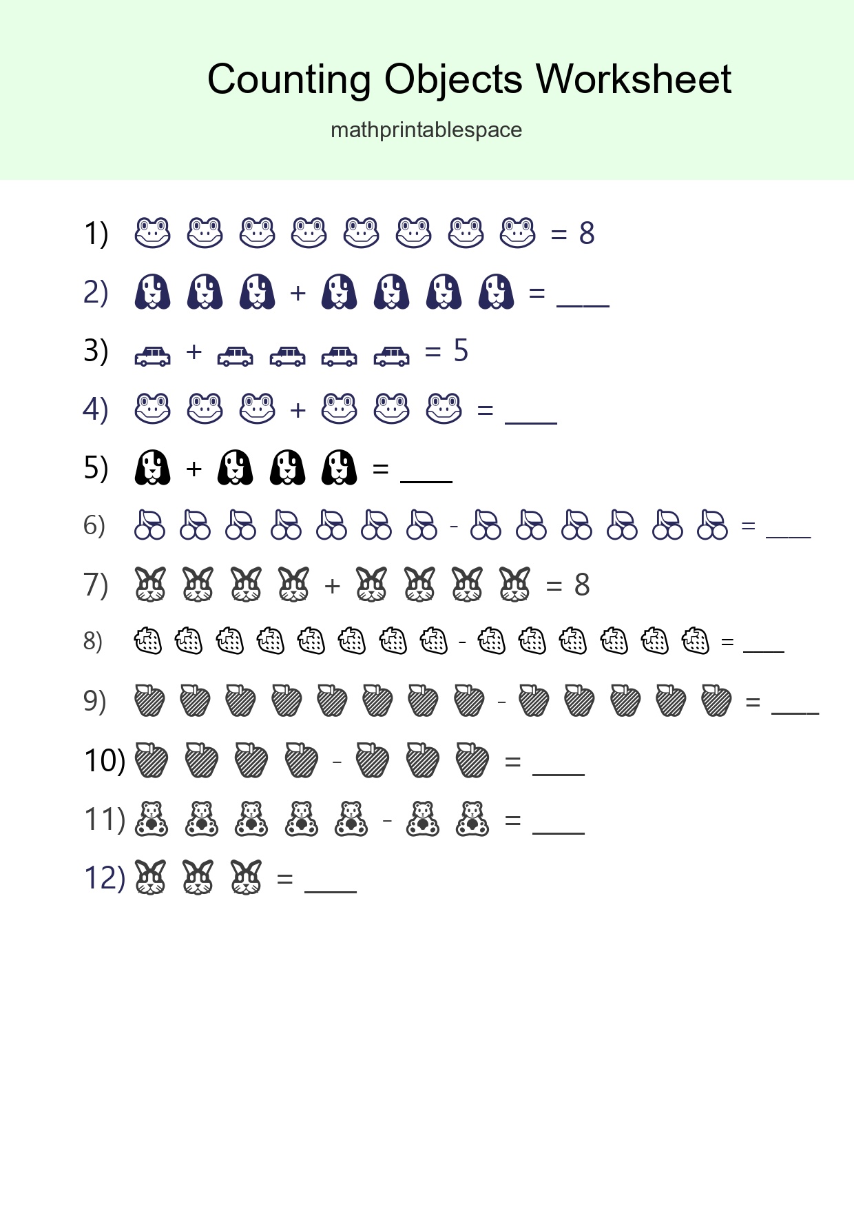 Kindergarten Count The Objects Worksheet - Part 91