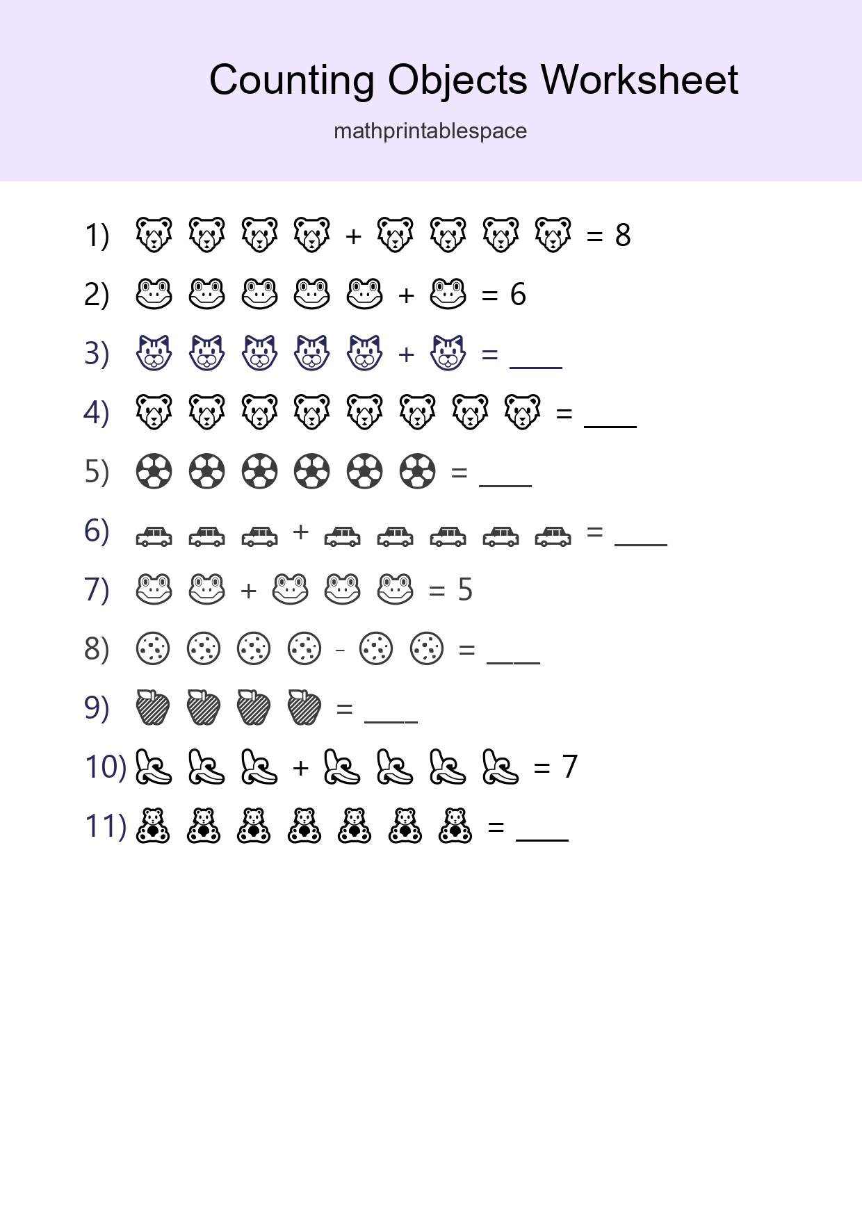 Learn Counting With Pictures Worksheet (Kindergarten) - Part 190