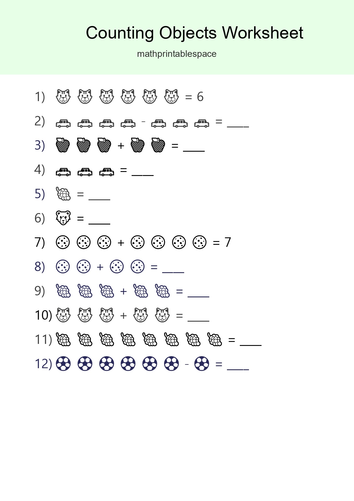 Learn Counting With Pictures Worksheet (Kindergarten) - Part 69