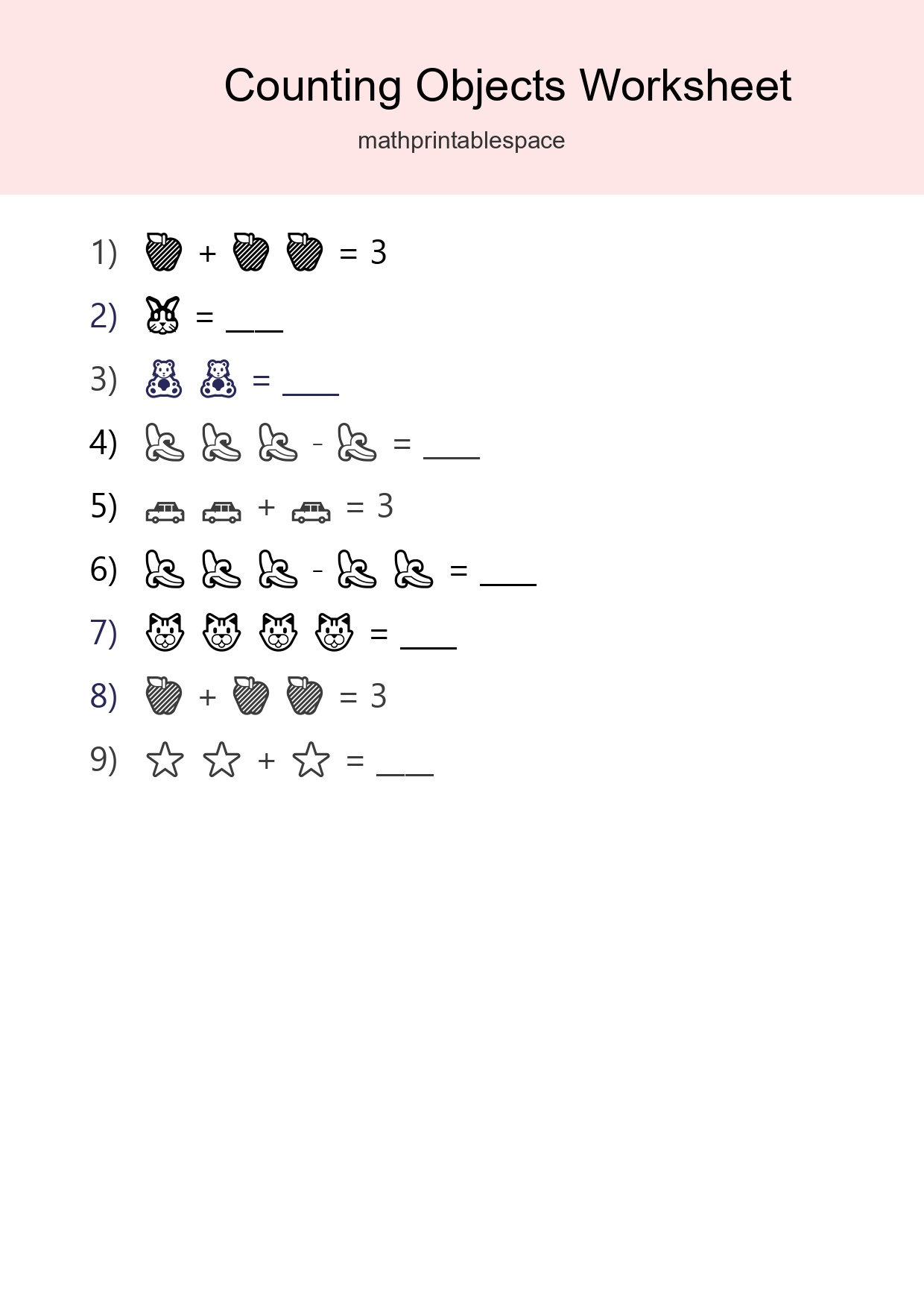 Pre-K Count The Objects Worksheet - Part 3