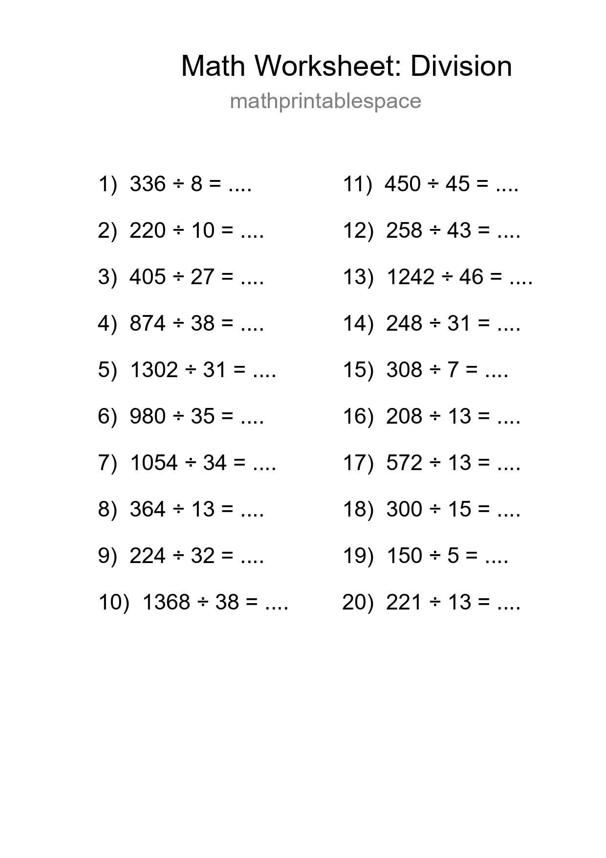 Printable Free 20 Division Math Worksheet For Grade 2 - Part 59