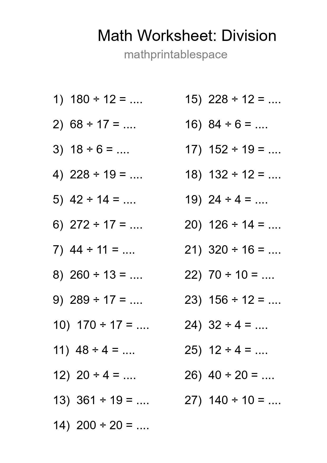 Printable Free 27 Division Math Worksheet For Grade 2 - Part 81